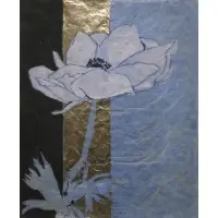 Pink Anemon II by Robert Kushner, Ink, acrylic and gold leaf on paper, sold Dec 2022