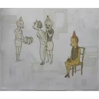 Kojo Griffin, Birthday Party, Monotype with mixed media and chine collé paper