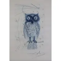 Salvador Dalí, La Chouette Bleu (The Blue Owl), Engraving on Rives paper