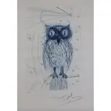 Salvador Dalí, La Chouette Bleu (The Blue Owl), Engraving on Rives paper
