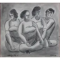 Horace Brodzky, Sketch for Seated Group, Ink, pencil and wash on paper