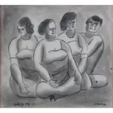 Horace Brodzky, Sketch for Seated Group, Ink, pencil and wash on paper