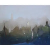Leon Louis Dolice, New York City Skyline, Pastel on paper