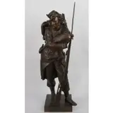 Aimé Millet, Nice original brown patina, Bronze sculpture of a soldier