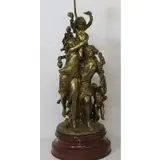 Michel Claude Clodion, After, Large and impressive gilt bronze sculpture on a marble base mounted as a lamp
