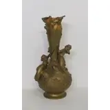 Ignaz Mansch, Good large size with nice original patina, Art Nouveau Gilt Bronze Figural Vase