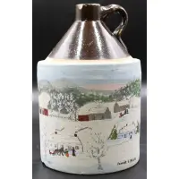 Forrest K. Moses, Hand painted American stoneware jug, Oil