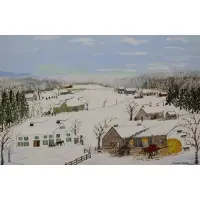 Forrest K. Moses, Winter Thrashing, Oil on board