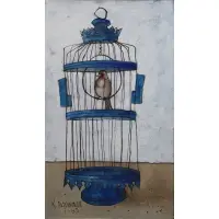 Keith Ingermann, Bird in a cage, Oil on board