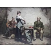 Franz Meerts, Tavern Scene, Oil on canvas laid to panel