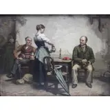 Franz Meerts, Tavern Scene, Oil on canvas laid to panel
