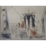 Lyonel Feininger, City Scene, Ink and crayon on paper