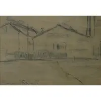 Houses by Maurice Utrillo, Pencil on paper, sold Nov 2022