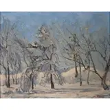 Walter Emerson Baum, Winter Trees, Oil on board