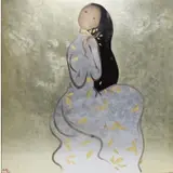 Quan Dinh, Girl with Leaves, Lacquer and gold foil on panel