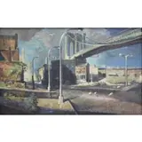 Hans Temple, 64 at lower right. From a New Jersey collection. Dimensions: 29.5, Large oil on burlap/canvas