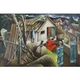 Jacques-Enguerrand Gourgue, Village Scene, Oil on board