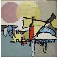 John Defino, Abstract Composition, Oil on board