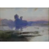 Samuel Peter Rolt Triscott, Landscape with Ducks, Watercolor signed lower left