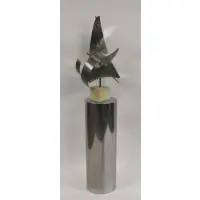 Untitled by Curtis Jeré, A chrome pedestal signed and an abstract sculpture on stand signed and dated, sold Nov 2022