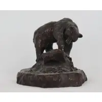 R.B.W. (Roman Bronze Works) Foundry mark by Charles Marion Russell, Bronze Bear sculpture, sold Nov 2022