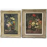 Franz Xaver Pieler, Floral Still Life, Pair of oils on canvas