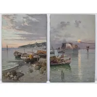 Gianni, Naples Posillipo, Pair of oils on canvas