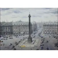 Parisian square by Paul Gagni, Oil on canvas laid on board, sold Oct 2022
