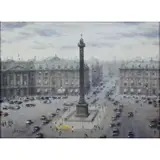 Paul Gagni, Parisian square, Oil on canvas laid on board