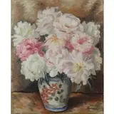 Paul Rohland, Peonies in a vase, Oil on canvas