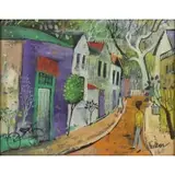 Henry Lawerence Faulkner, Street scene, Oil on board