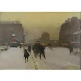 Luigi Loir, Dusk street scene, Oil on canvas