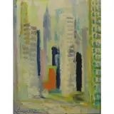 Luigi Corbellini, NYC Skyscrapers, Oil on canvas