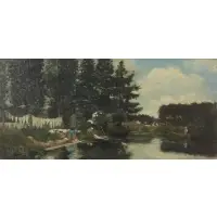 Franck Cinot, Street scene, Oil on board