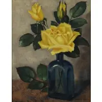 Harry Lane, Yellow Rose still life, Oil on board