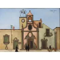 Keith Ingermann, Sicilian Street Scene, Oil on board