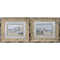 François Gall, Beach scenes, 2 Oils on canvas