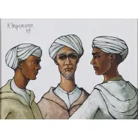 The brothers of Arakesh by Keith Ingermann, Oil on board, sold Oct 2022