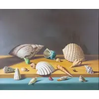 Still life with shells by Fernand Renard, Oil on canvas, sold Oct 2022