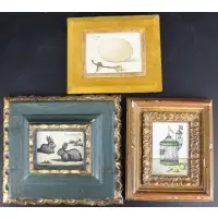 Keith Ingermann, 62 and egg dated '59. From a Hollis, Queens, NY estate collection. Dimensions: Rabbits: 3, Three small oils on board