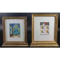 Fernand Renard, 74. Both in two sided frames with dedication. From a Hollis, Queens, NY estate collection. Dimensions: 4.5, Oils on card