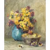 Paula Collas Primer, Floral Still Life, Framed watercolor