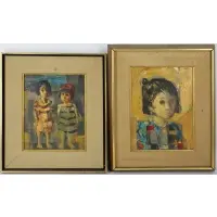 Mário Agostinelli, (2) Portraits of children, Oil on masonite
