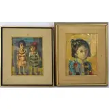 Mário Agostinelli, (2) Portraits of children, Oil on masonite
