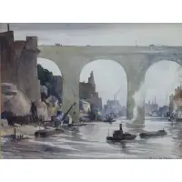 Harry DeMAINE, The High Bridge in Bronx NY, Watercolor