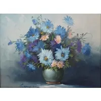 Robert Cox, Still life with flowers, Oil on Canvas