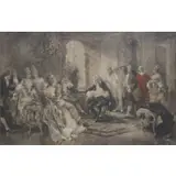 Vicente de Paredes, Voltaire Reading His Tragedy Semiramis to King Stanislas of Poland, Colored print