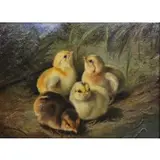 Arthur Fitzwilliam Tait, Chicks, Oil on Panel