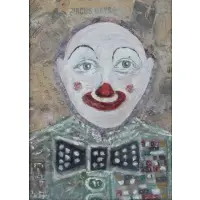 Morris Katz, Clown portrait, Mixed media collage
