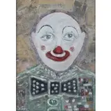 Morris Katz, Clown portrait, Mixed media collage